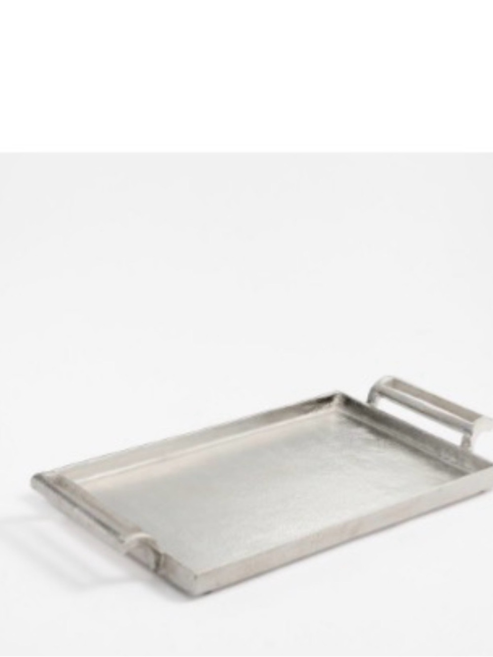 Pottery Barn Brushed Metal Rectangular Serving Tray in Silver